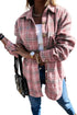 Plaid Pattern Buttoned Shirt Coat With Slits